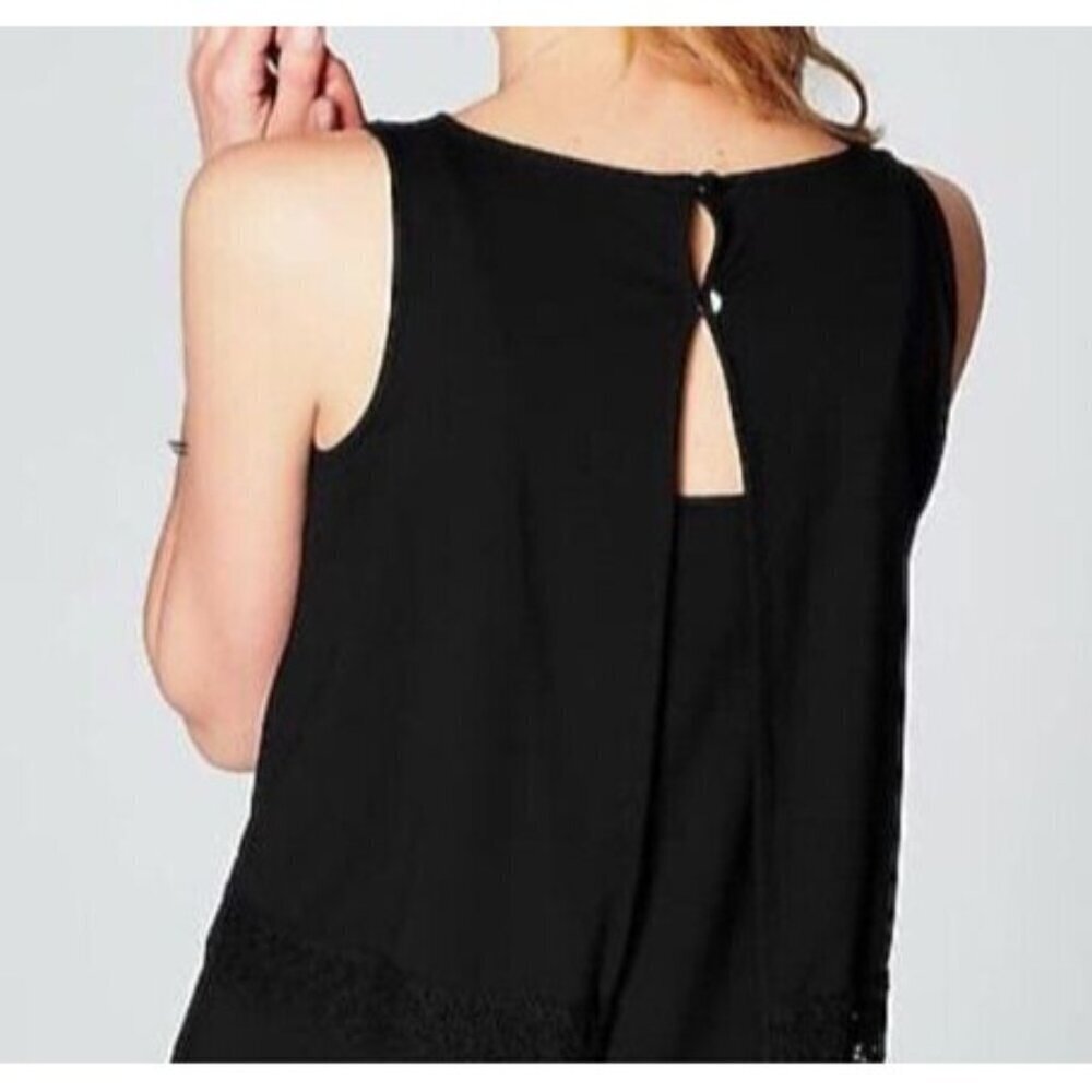 J. Jill Wearever Womens XS Black Sleeveless Crochet Trim Layered Tank Dress NWT - Picture 3 of 9
